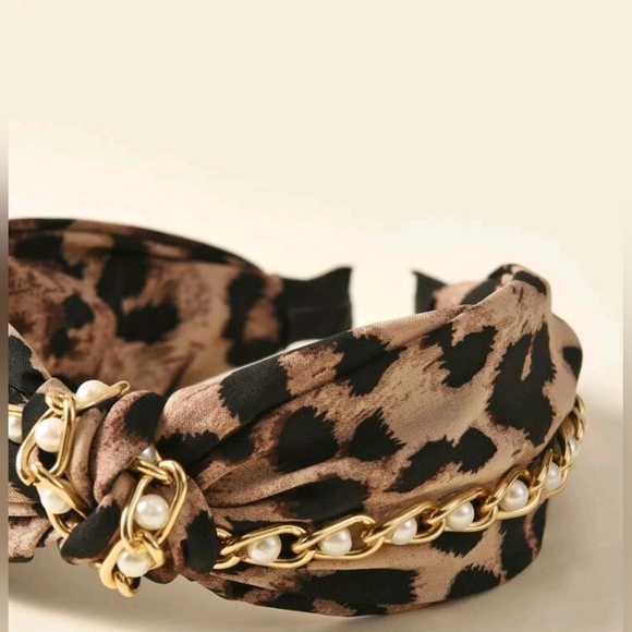 1 piece leopard pattern Pearl Chain headband. - Picture 4 of 6